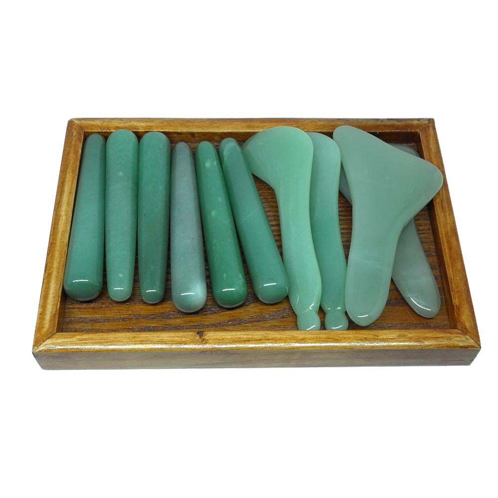 New Massage Tool Guasha Board Natural Green Jade Scraping Plate Scraper Stone Massager Thin Slimming Face