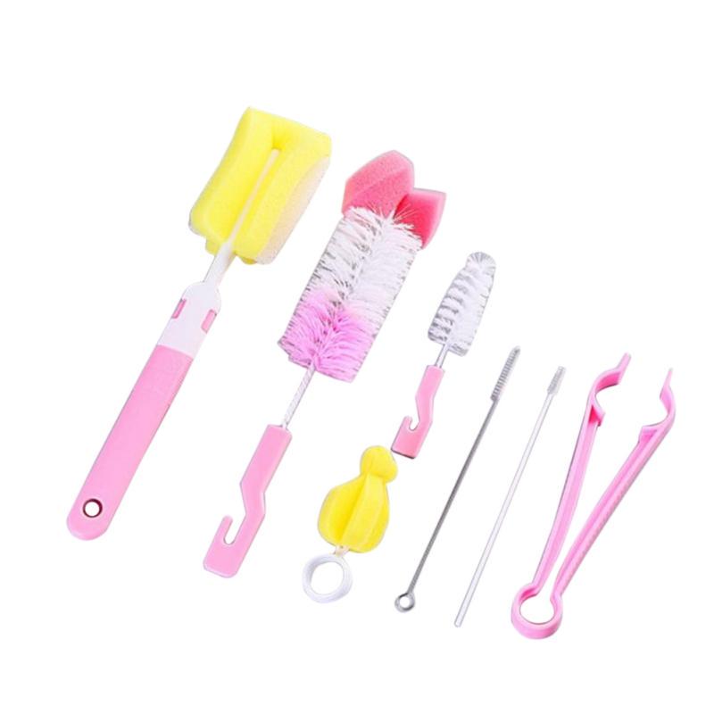 7pcs Feeding Bottle Cleaning Brush Sponge Cup Brush Milk Mouth Brush Straw Brush Cup Cleaning Supplies