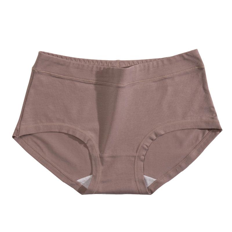 Fashionable Women's Mid-rise Breathable Butt-lifting Plain Cotton Large Size Triangle Panties