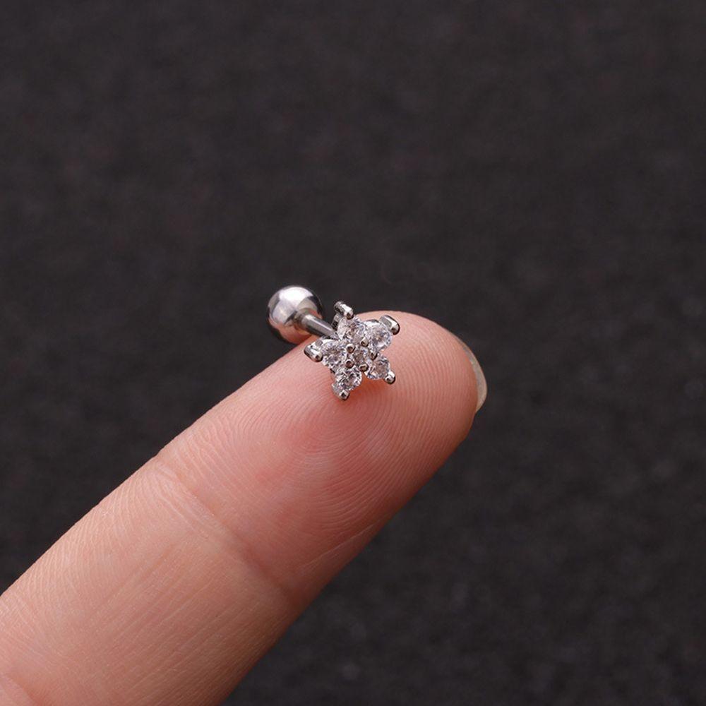 Серьги-гвоздики Helix Tragus Star Moon Heart CZ Пирсинг ушей Серебряные золотые украшения для тела