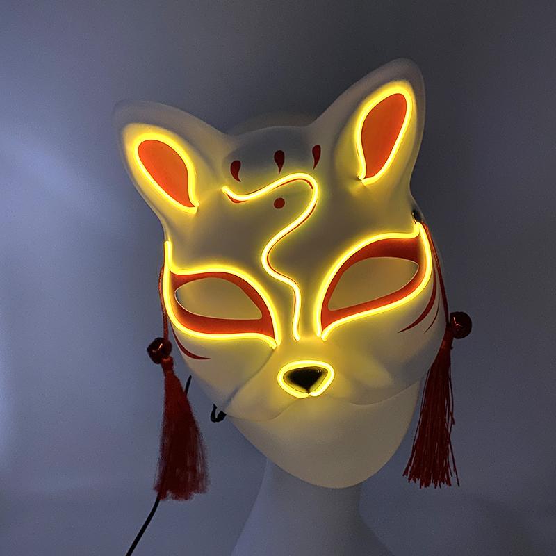10 Colors Choice Luminous Sexy Cat Face Mask Japanese style cat mask glowing cat Mask For Adult Women Halloween cosplay props