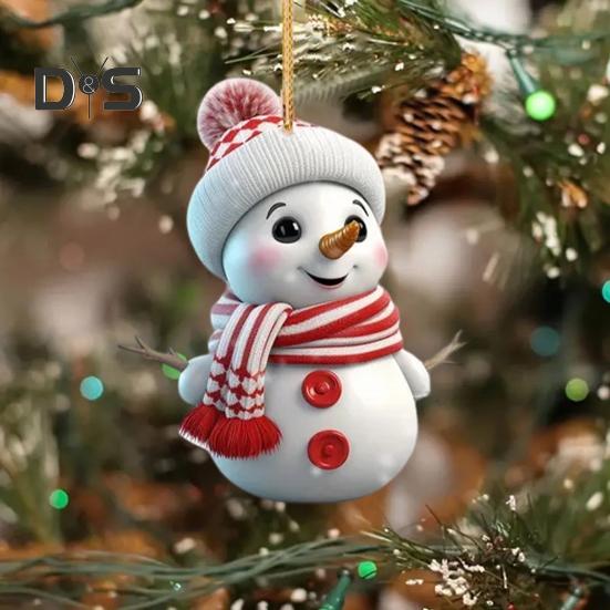 5 Pcs Christmas Snowman Pendant Acrylic Cartoon Snowman Hanging Ornaments Holiday Christmas Tree Hanging Snowmen for Home Decor