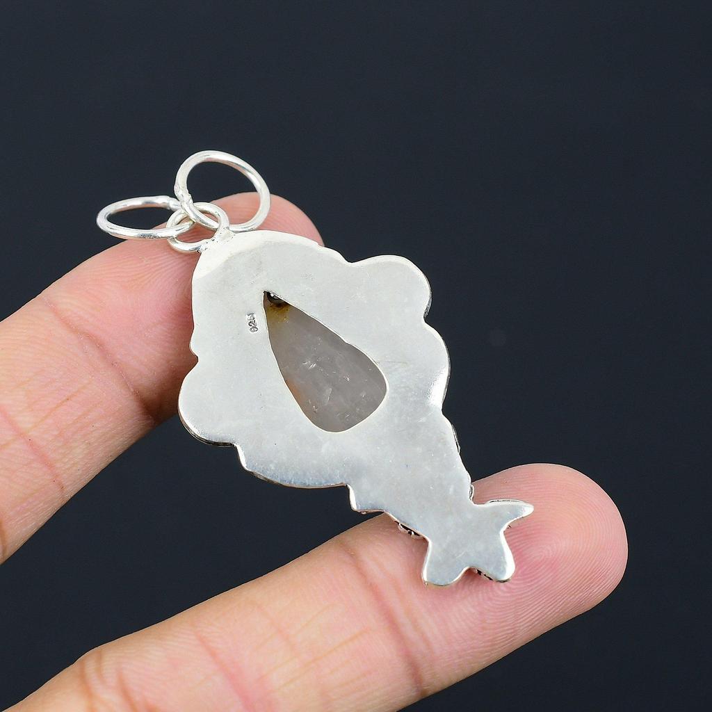 Sisters Day Sale Natural Golden Rutile 925 Sterling Silver Wife Flower Pendant