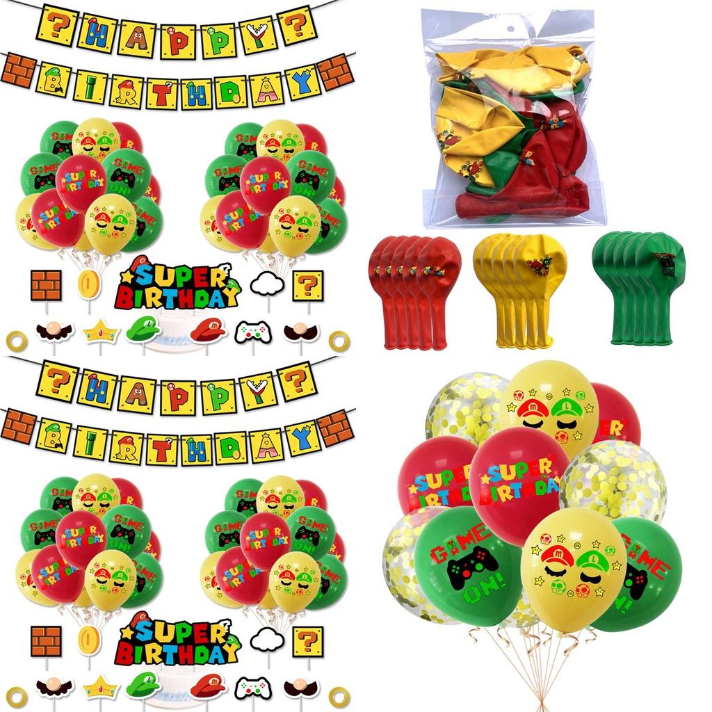 Праздничные воздушные шары Супер Марио, топпер для торта, баннер для радостного празднования дня рождения