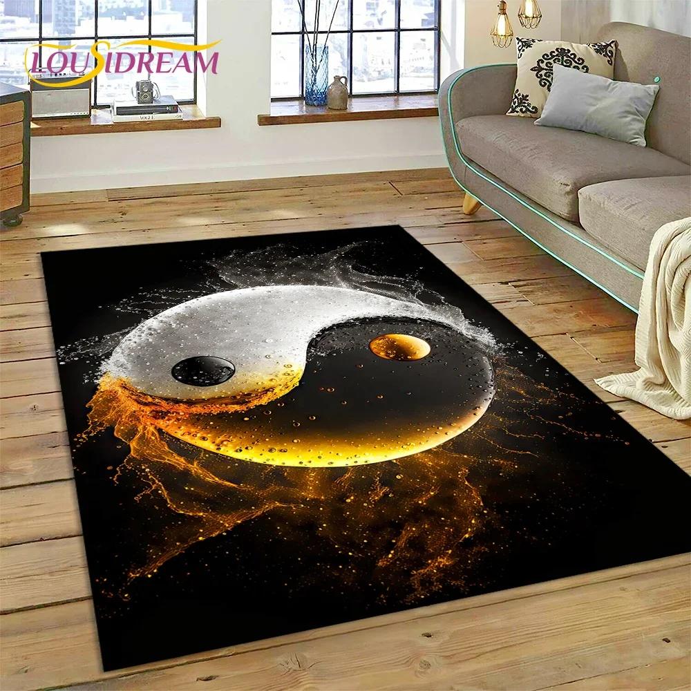HD Природа Инь Ян 3D Китайский Тай Чи Багуа Ковер для Гостиной Спальни, Нескользящий Декор для Дивана Придверный Коврик Подарок