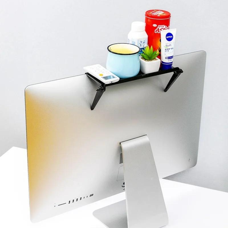Регулируемая верхняя полка для экрана телевизора, не требующая сверления, компьютерный монитор, настольная подставка для дисплея, держатель для хранения, органайзер для домашнего офиса