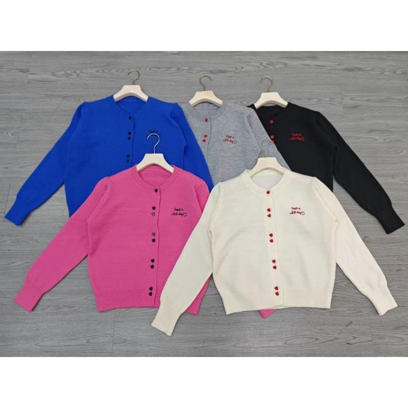 Зимний новый повседневный универсальный кардиган свитер с круглым вырезом на пуговицах свободного кроя женский