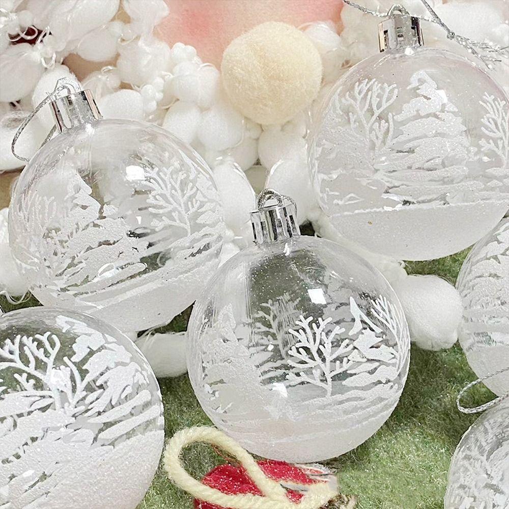 6pcs Clear Baubles Christmas Ball 6cm Hanging Ball Shatterproof Xmas Hanging Ornament Party Supply