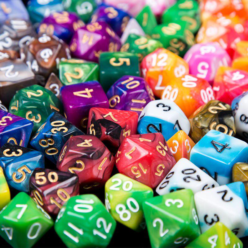 7 шт./лот, многогранные игральные кости из смолы D&D D4 D6 D8 D10 D% D12 D20, многогранные игральные кости TRPG, настольные игры