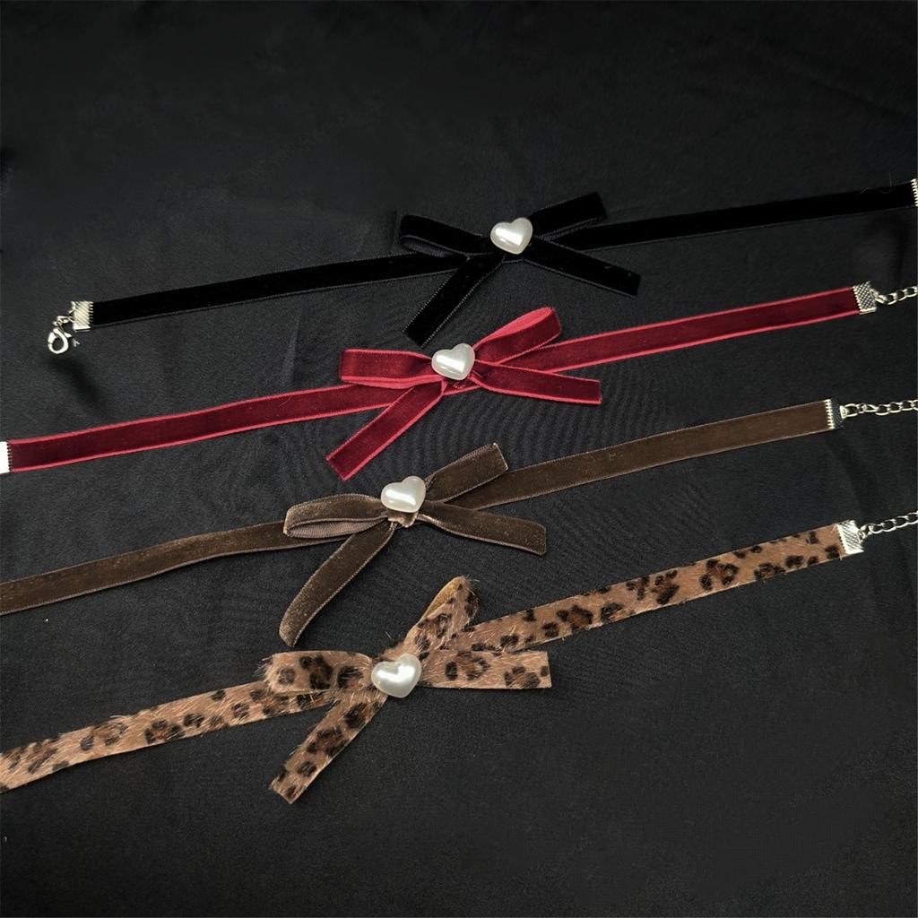 Готический бархатный чокер-ожерелье с лентой, подвеской в виде сердца и бантом, цепочка для ключиц для элегантных женщин