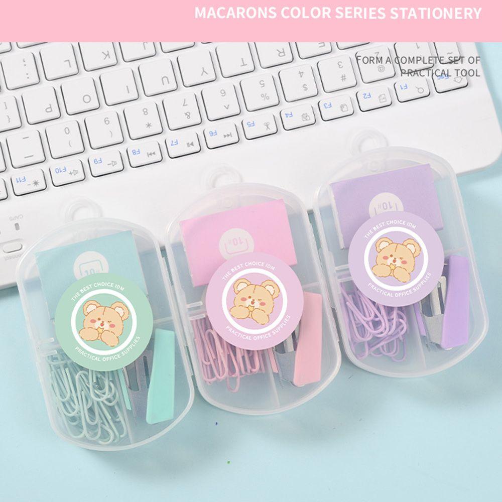 School Mini Morandi Color Student Supplies Binding Tools With Staples Stapler Set