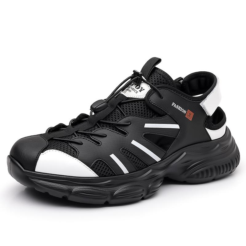 Мода Мода Уличная Ходьба Летние Балетки Мягкие Кожаные Сандалии Быстросохнущие Забродные Акваобувь Мужские Шлепанцы Новые Перфорированные Мужские Сандалии