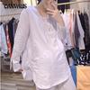 Plus Size Fall Cuffs Slit Bottoming Shirt Women Loose Round Neck Long Sleeve Pullover