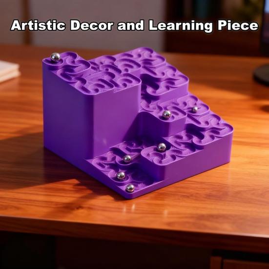 3D-печать Кривая Гильберта Мраморный трек Фрактальный трек для шариков Бесконечный фрактальный лабиринт со стальными шариками Кинетическое искусство Фрактальная математика Настольная игрушка