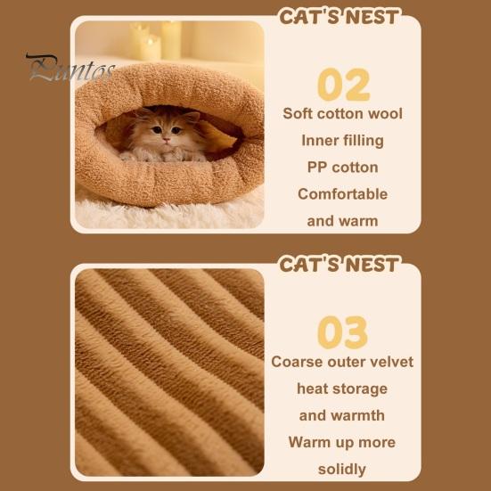Зимний спальный мешок для кошек, плюшевая теплая кошачья кровать, пещера, обертывание на 360 градусов, согревающий коврик для кошек, спальный мешок для маленьких собак и кошек