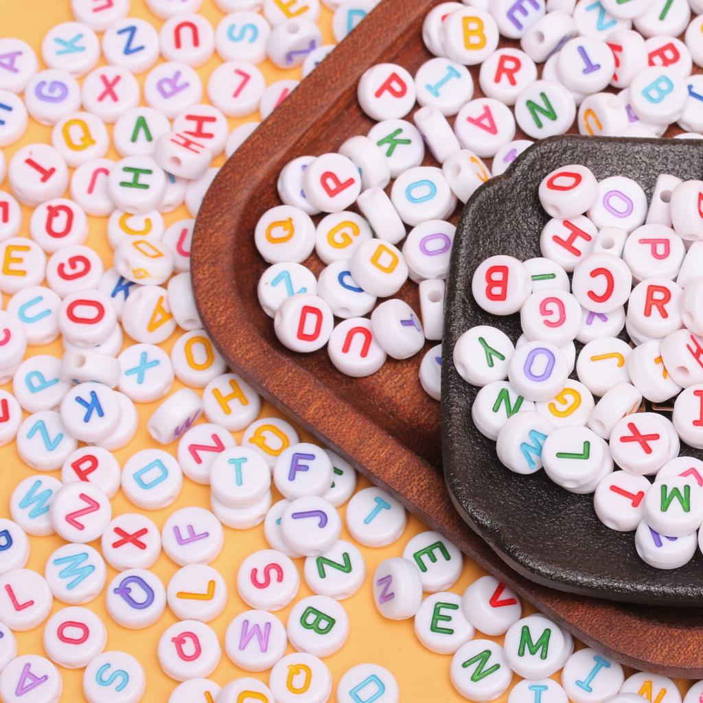 500g About 1420Pcs Acrylic DIY Jewelry Making Loose Beads White 10mm Colorful Letter Accessories Necklace Bracelet Pendant