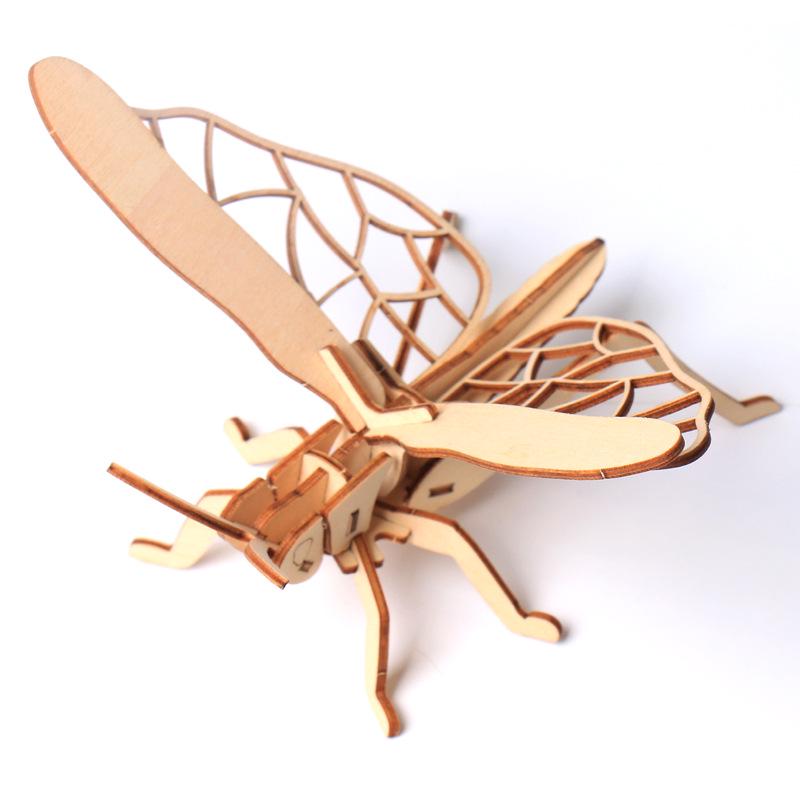 Children's DIY Wooden Puzzle Three-Dimensional 3D Hand Assembled Insect Model Brain Game Toys for Kids Gift