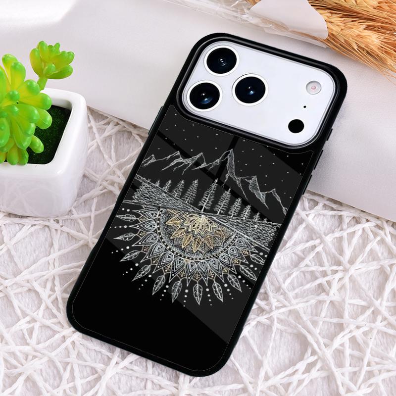 Чехол для телефона «Горный пейзаж и ночное небо» для iPhone 17 Air 16 15 11 12 14 13 Pro Max Ударопрочный чехол