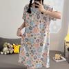 Cotton and Silk Nightgown Women's Spring, Summer and Autumn Casual Short-sleeved Large-size Printed Pajamas Summer Thin High-end Sensitive Cotton Whol