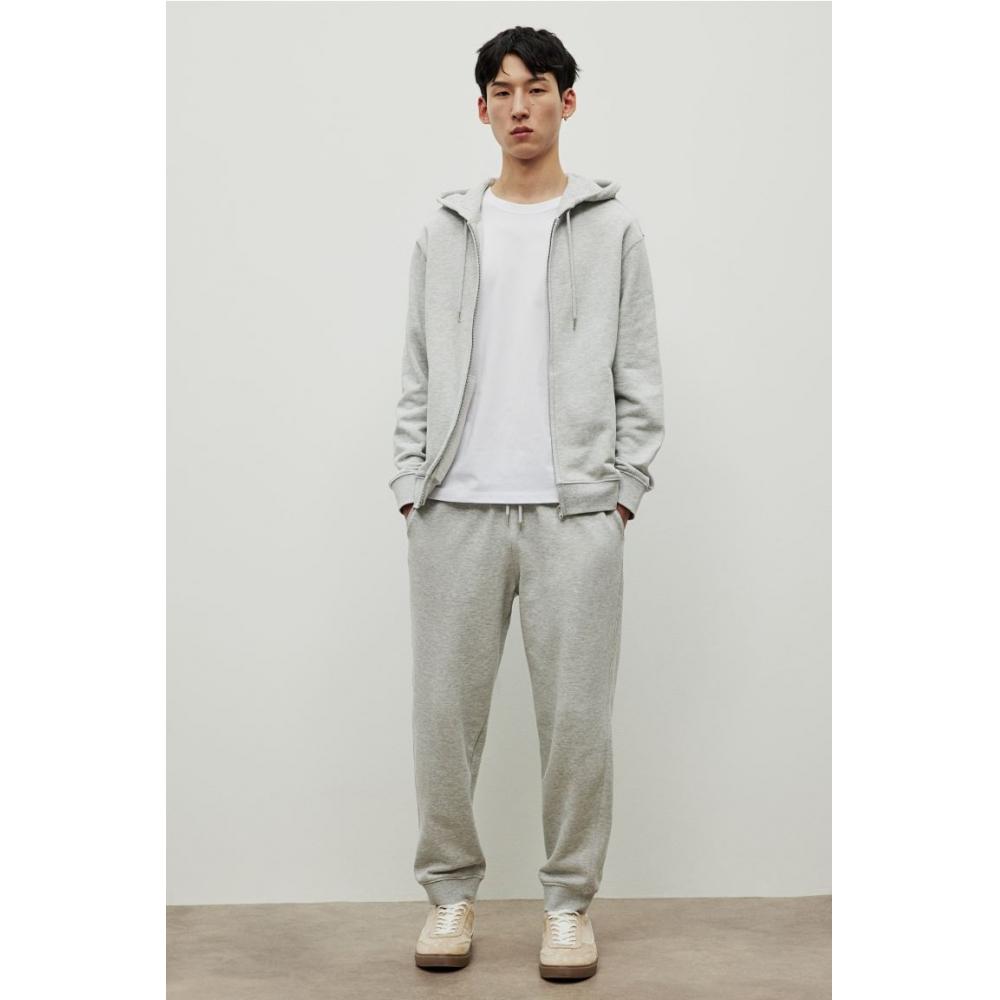 Толстовка с капюшоном на молнии HM Regular Fit Light Grey Melange