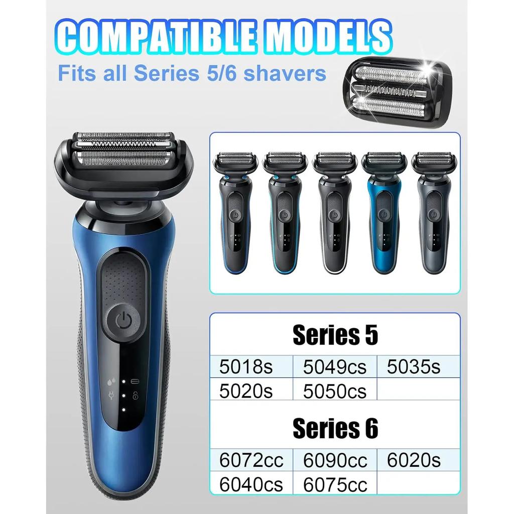 Сменная фольгирующая головка 53B для бритвы Braun Series 5 & 6 5018s, 5020s, 5031s, 5050cs, 6020s, 6072cc 6075cc 6072cc 6090cc 5035s