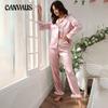 Women's Autumn Silk Long-sleeved Shirt Trousers Two-piece Ice Silk Thin Breathable Feather Homewear Pajamas Set