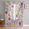 Цветы плотные листья лепестки современные тюлевые шторы с принтом для спальни, декора балкона, окна, креативная модная домашняя прозрачная занавеска