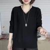 Spring and Autumn Women's Long-sleeved Knit Sweater Mother Lazy Solid Color Loose Top