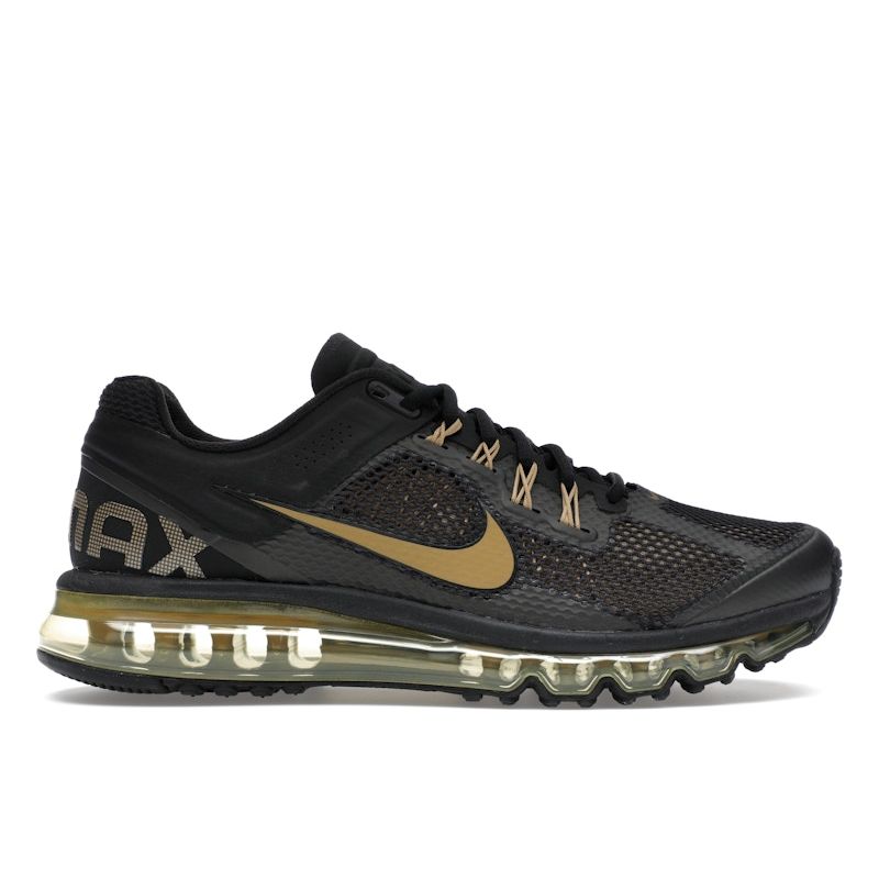 Nike Air Max 2013 Black Flat Gold Unisex Sneakers Metallic-Gold HQ1927-001