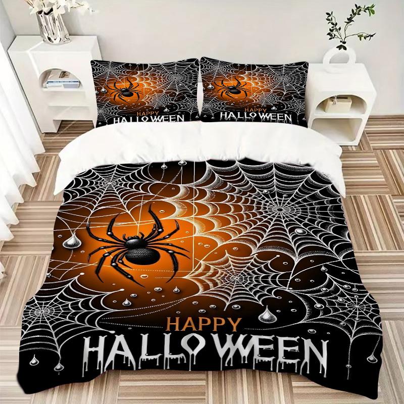 3pcs Spider Web Duvet Cover Set - Includes 1 Duvet Cover and 2 Pillowcases, No Quilt Core, All-Season Home Decor yy251111028