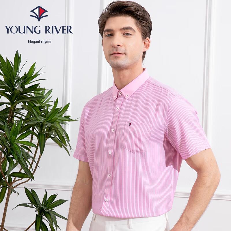 Мужская классическая полосатая рубашка с коротким рукавом в стиле business casual