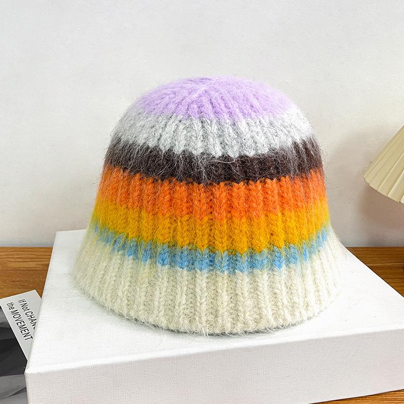 Big Head Circumference Knitted Hat for Women, Small Face In Autumn and Winter, Warm Bucket Hat, Enlarged and Deepened Ear Protector Basin Hat
