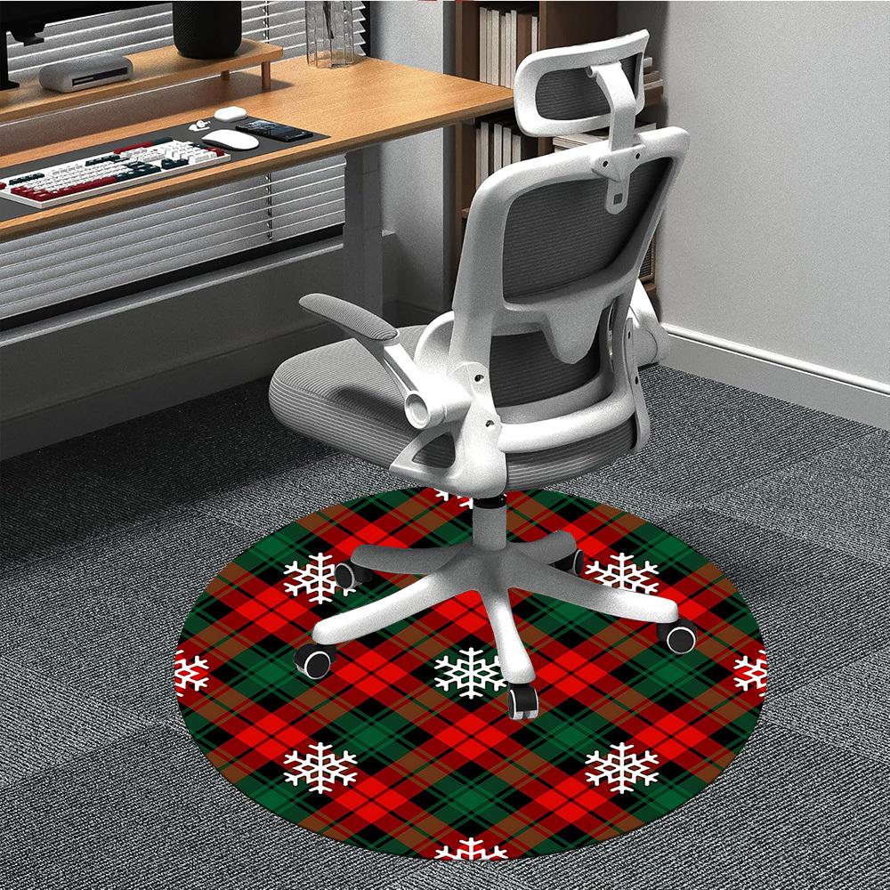 1pc Christmas Snowflake Pattern Carpet for Office Non-Slip, Round Carpet, Soft & Comfortable, Carpet for Office, Round Floor Mat yy251225148
