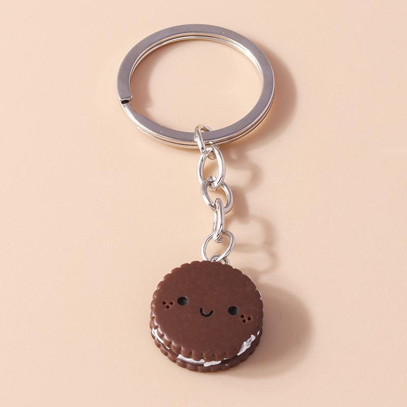 Cute Resin Simulation Food Keychain Cookies Chocolate Key Ring for Car Key Holder Handbag Pendant DIY Jewelry Gifts