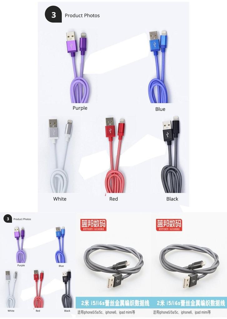 Braided Black Lighting Usb Charge Cable Sync Cord For Ios Iphone