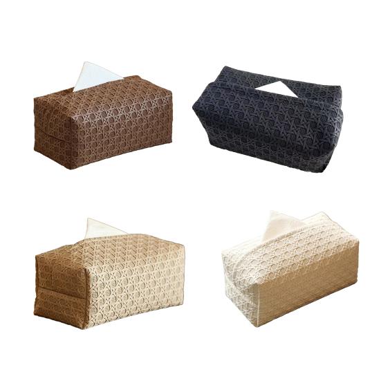 Yousheng Держатель для салфеток из искусственной кожи Легкий в уходе Ротанг Устойчивый к пятнам Чехол для салфеток Аксессуар для ванной комнаты