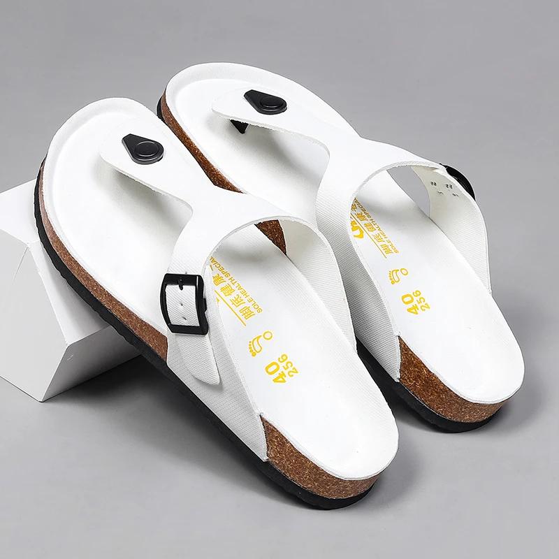 Fashion Brand Men Casual Flip Flops Slippers Men Outdoor Flats Slipprs Luxury Men Leather Summer Beach Vacation Casual Slippers Shoes