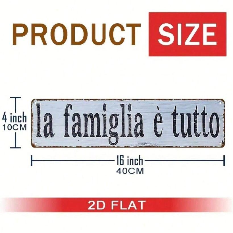 Винтажный металлический плакат La Famiglia Cutto 4x16 дюймов Декор стены бара