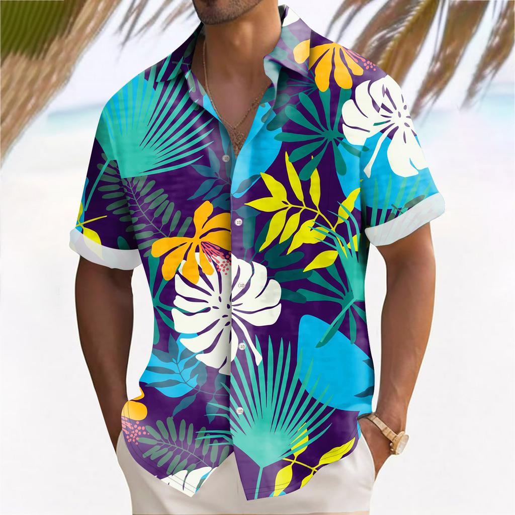 Hawaiian Shirt For Men, Men's Vintage Button Down Bowling Shirts Short Sleeve Summer Beach Shirt