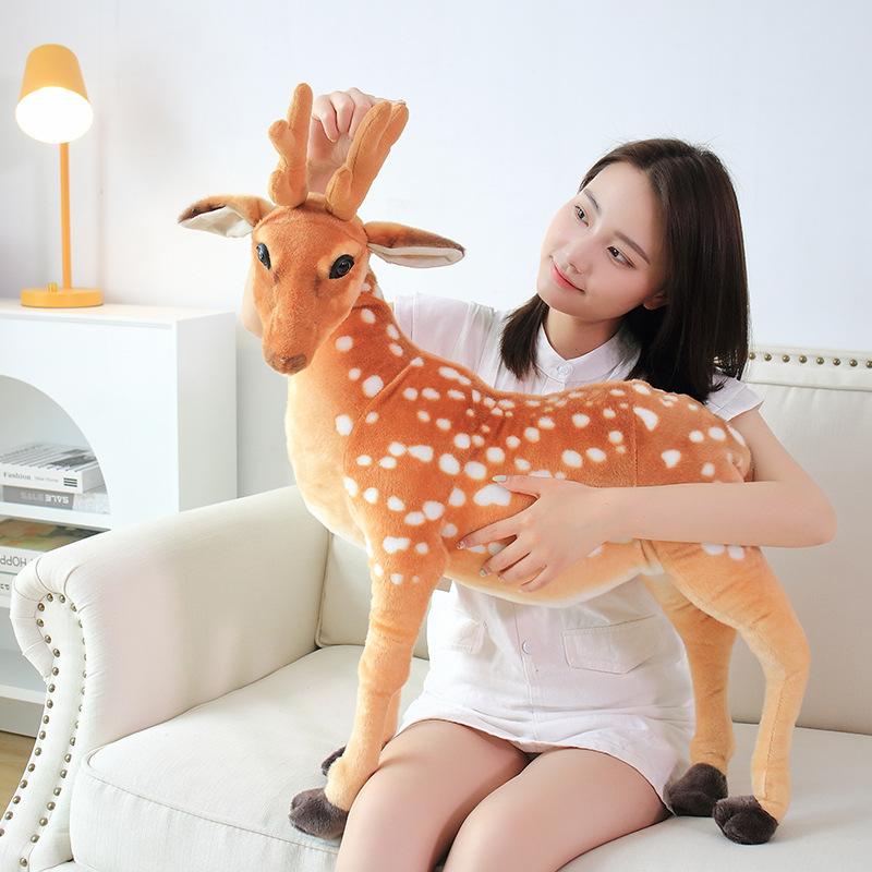 Simulation Squatting Dog Shepherd Dog Spotted Dog Doll Plush Toy Tiger Sika Deer Doll Children'S Ragdoll