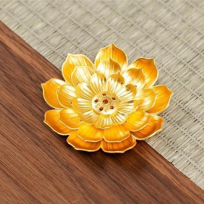 1Pcs Metal Alloy Incense Burner Buddhism Lotus Zen Incense Burner Stick Incense Holder Home Decor Holder Buddha Hall Decoration