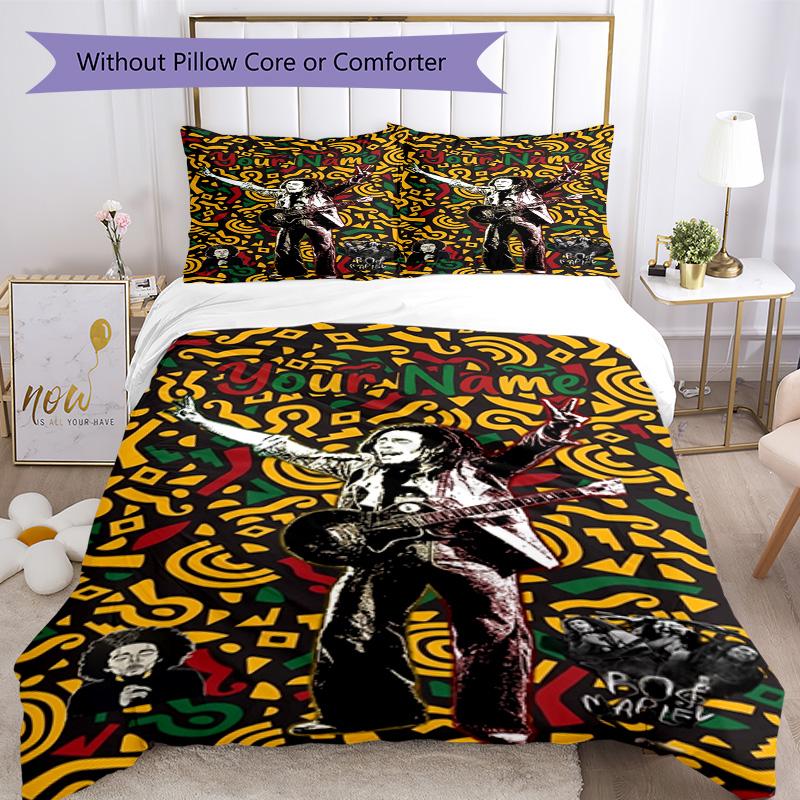 Bob Marley Customize Your Name Duvet Cover Set Suitable for Decorate room Machine Washable Bedroom Decor Gift for Festivals