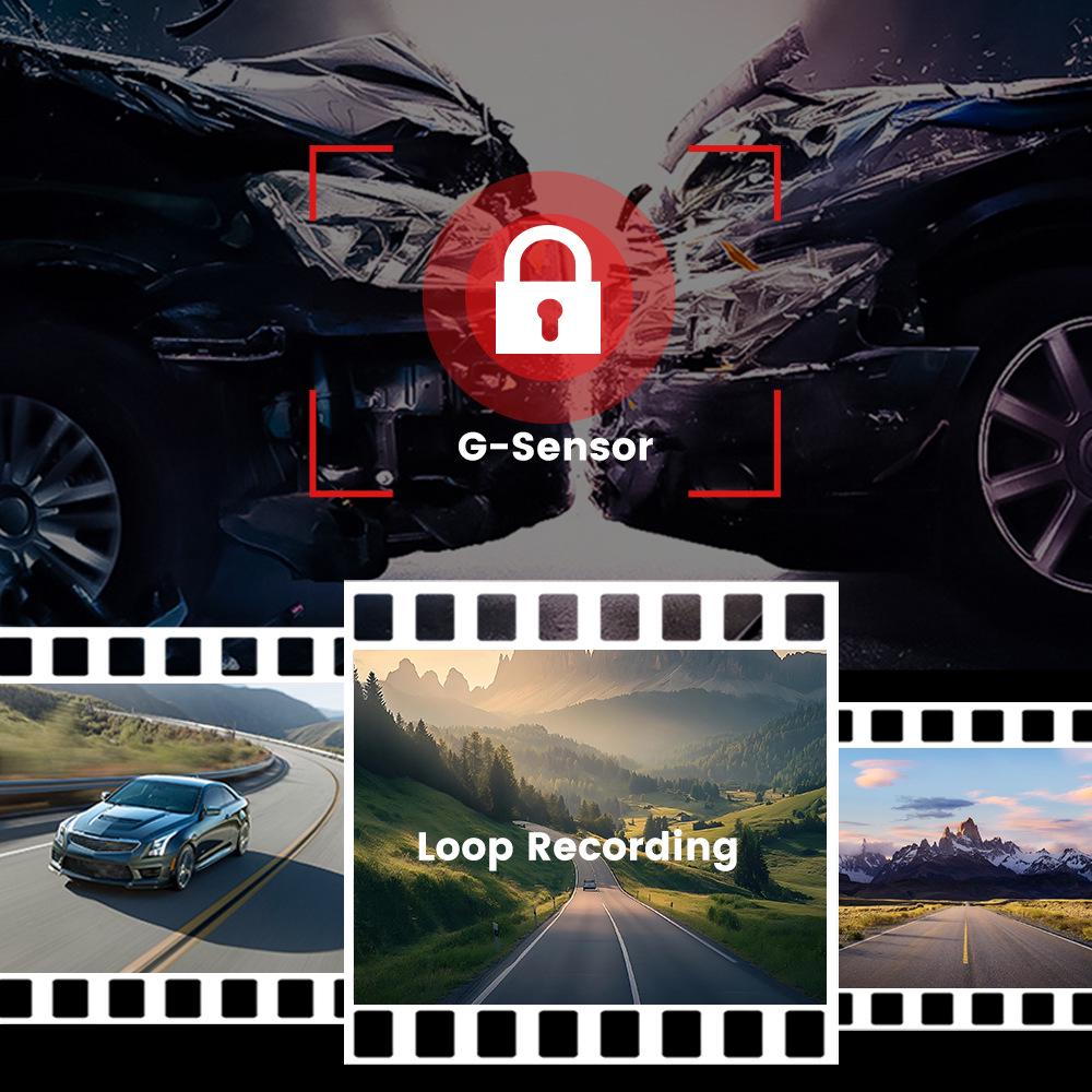 4K Видеорегистратор с тремя объективами F9 с HD широкоугольным объективом, ночным видением Starlight, подключением к мобильному телефону и GPS-слежением