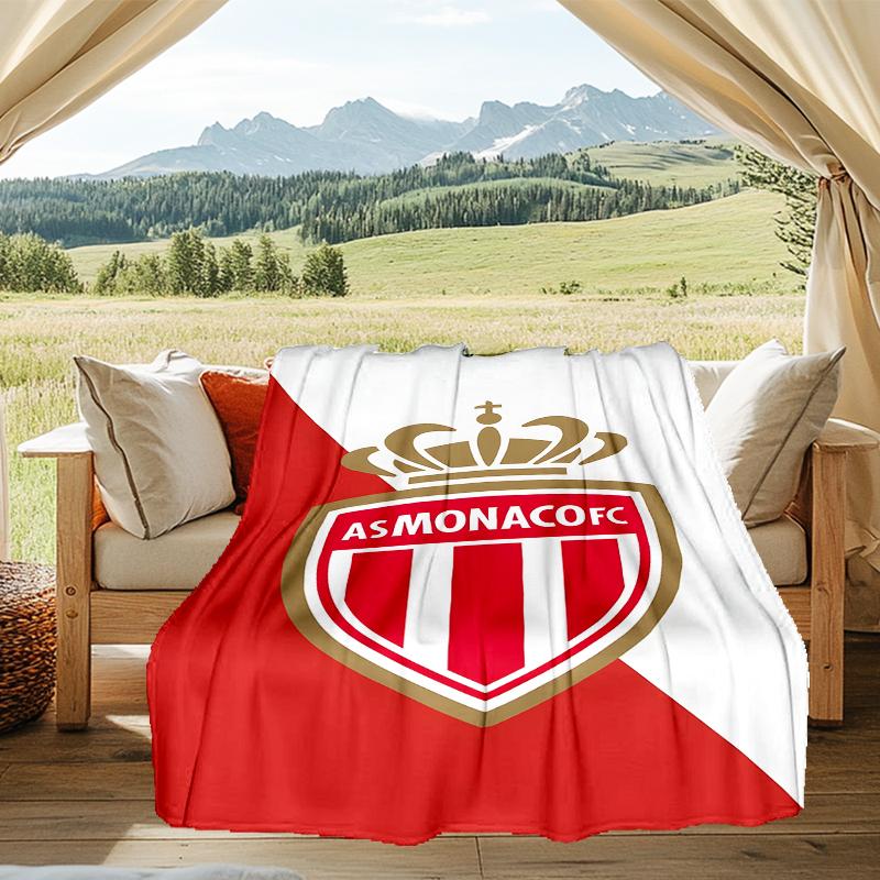 1PC Monaco Football club Printed Soft Flannel Blanket Throw for Adult Bedroom Living Room Sofa Camping Travel Fan gifts Christmas Gifts