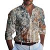Мужская летняя новая свободная рубашка с длинным рукавом с принтом, кардиган, пляжная рубашка