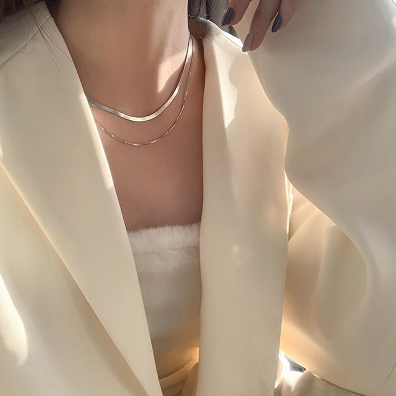 ANENJERY Двухслойное ожерелье из змеиной кости, женское короткое ожерелье в стиле ретро с укладкой ниши