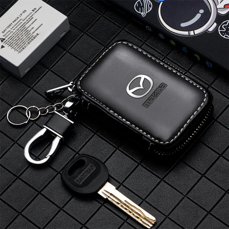 Leather Keychain Car Key Bag Multi Function Key Case For Mazda 3 6 Atenza Axela Demio CX3 CX5 MS Car key Accessories GHJ1