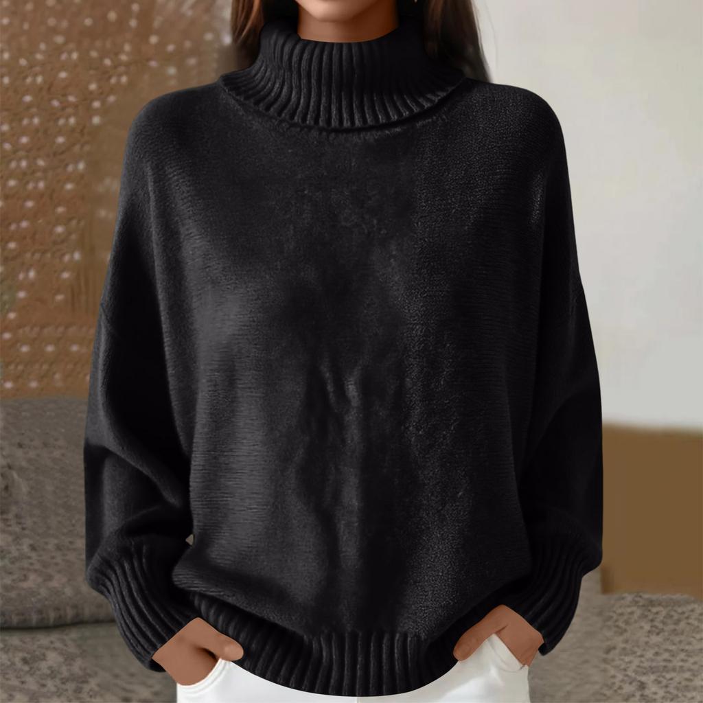 Women's Casual And Fashionable Long Sleeved Knitted Solid Color Top Sweater