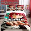 3pcs Duvet Cover Set (1*Duvet Cover + 2*Pillowcase, Without Core), Custom Name Makima Chainsaw Man Pattern Bedding Set, Home Bedroom Decor Gift