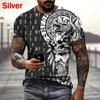 Summer Round Neck Men Viking Tattoo Art 3d Short Sleeve T-shirts